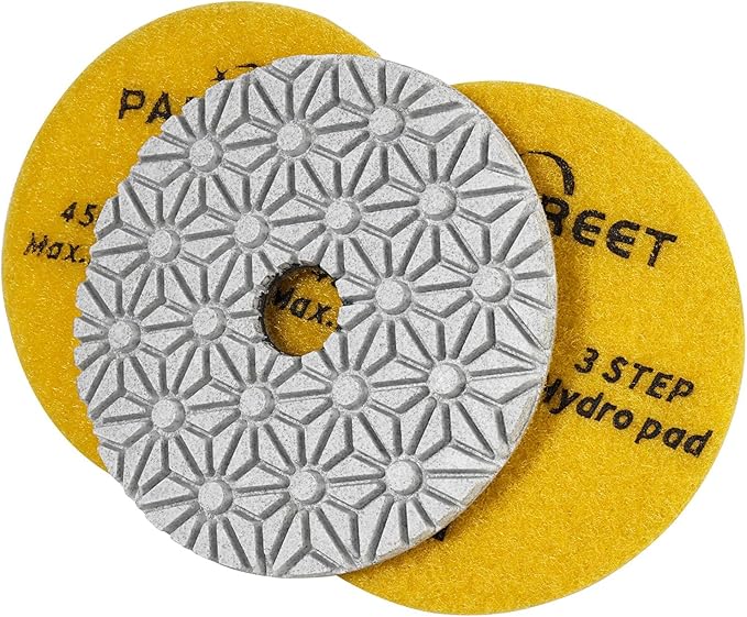 Wet/Dry 3 Step 4 Inch Diamond Polishing Pads,Step 1 Granite Polishing Pads for Granite Quartz Marble Concrete Terrazzo