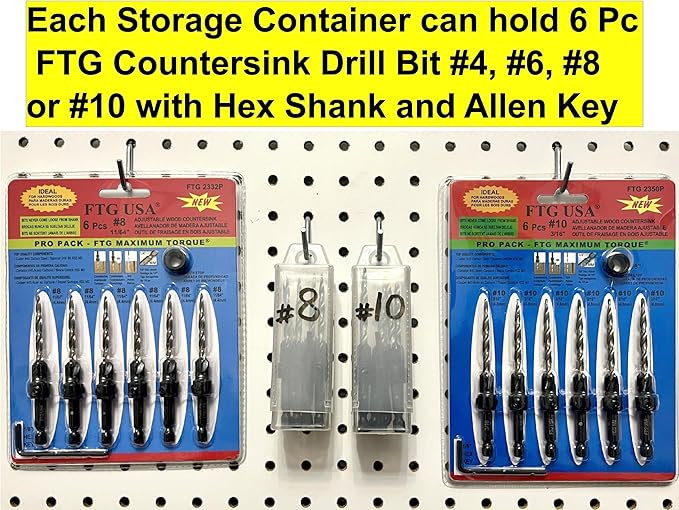 FTG USA Storage Container 4 Piece Large Size Extendable Plastic Box Used as Storage Case for Countersink and Replacement Drill Bits