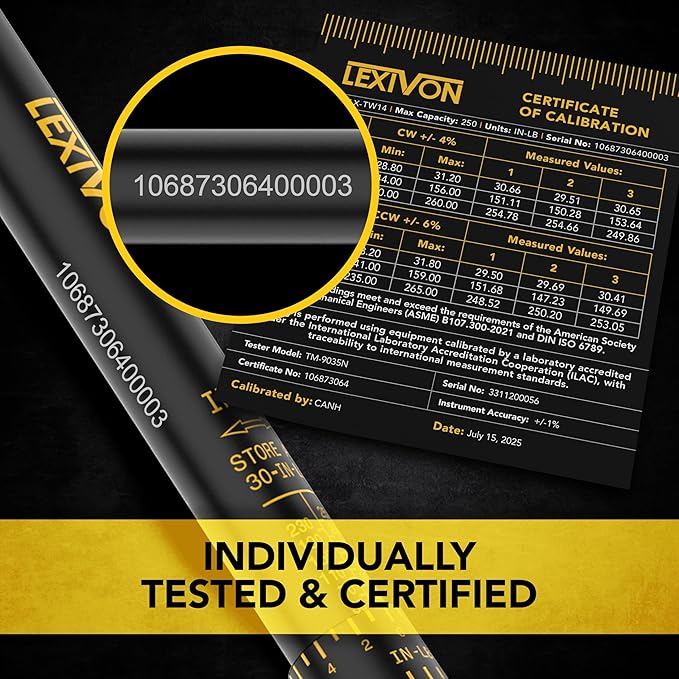 LEXIVON Torque Wrench, 1/4-Inch Drive, Dual Scale 30-250 IN-LB (3.4-28.2 N·m), Premium Rubber-Grip Handle, Deluxe Hybrid Case (LX-TW14)