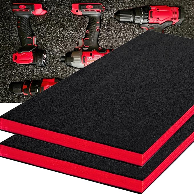 ONREVA Tool Box Foam, 2Pack 45x22x2 inch, Foam Inserts for Cases, Polyethylene Storage Sheets for Toolbox Hard Case, Tool Shadow Insert, Kaizen Organizer Sheet