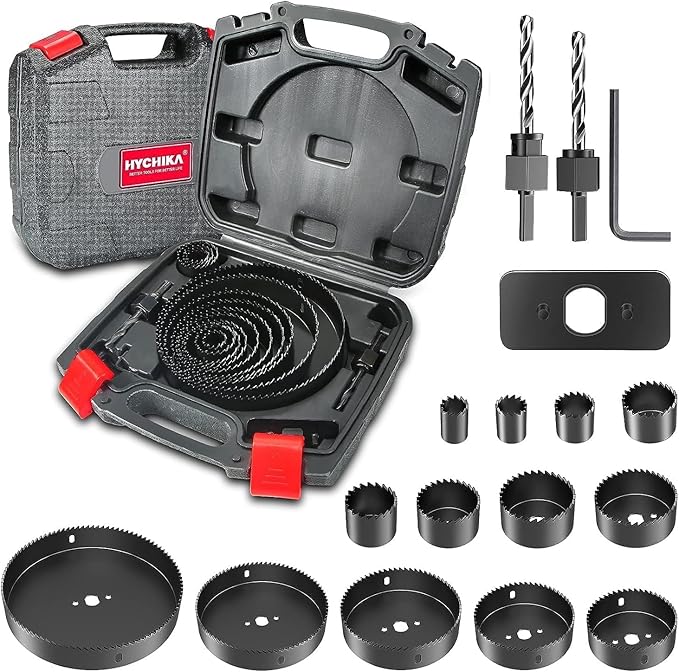 HYCHIKA 16.8V Brushless Power Drill Driver, Hole Saw Kit 3/4"-6"(19-152mm), Tool Combo Kit
