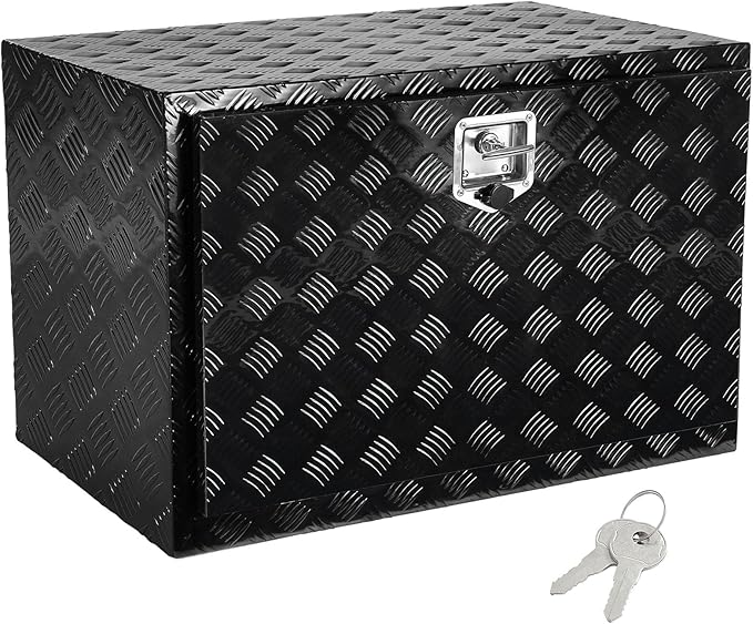 VEVOR Underbody Truck Box, 36" x 24" x 24" Pickup Storage Box, Heavy Duty Aluminum Diamond Plate Tool Box with Lock and Keys, Waterproof Trailer Storage Box with T-Handle Latch for Truck, Van, Trailer