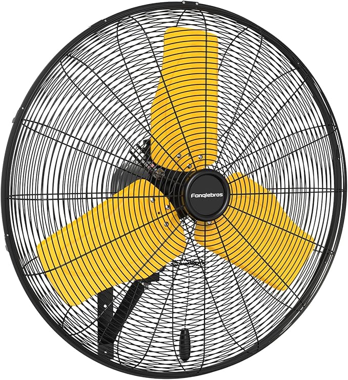 Pro 24" Industrial Wall Mount Fan, 9500 CFM High Velocity Metal Wall Fan, IP44 Waterproof Oscillating 3-Speed Outdoor Commercial Fan for Garage, Warehouse, Patio, Workshop
