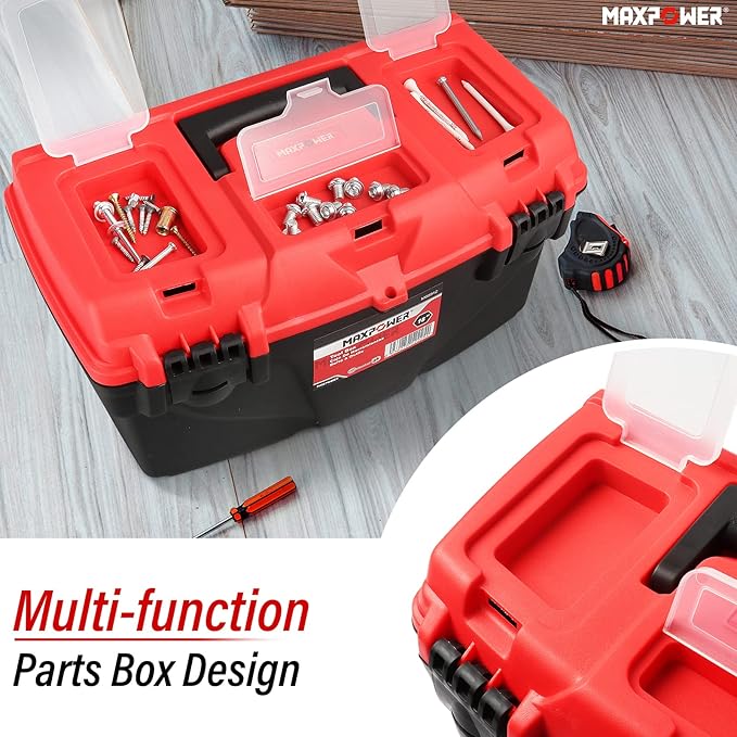 MAXPOWER Tool Boxes With Removable Tool Trays, Portable Tool Box for Tools Organizers and Storage, 3 Pack Plastic Toolbox, 13-Inch, 15-Inch & 17-Inch