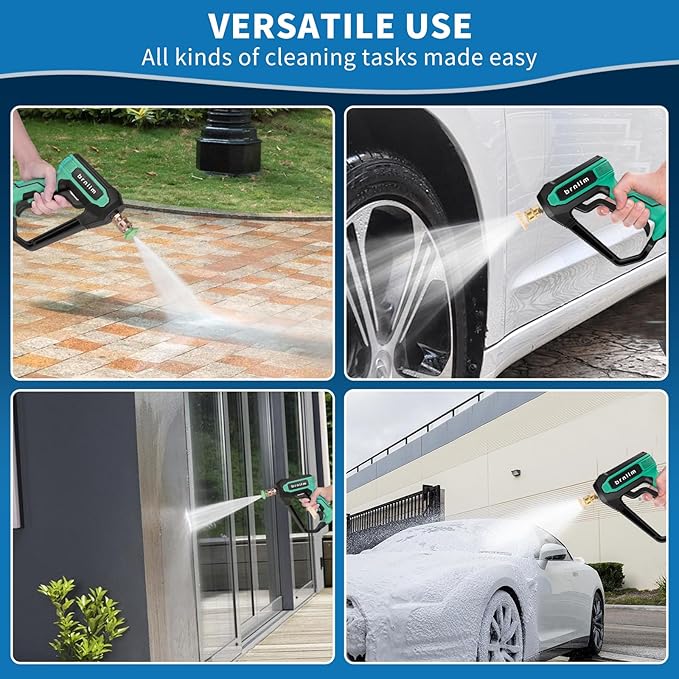 Short Pressure Washer Gun Pro - 5000 PSI/10.5 GPM Heavy-Duty Power Washer Gun w/ 5 Nozzles & 360° Anti-Kink Swivel-3/8 & 1/4" Quick Connect Compatible Foam Cannon/Dual Connecto/Car Wash Kit