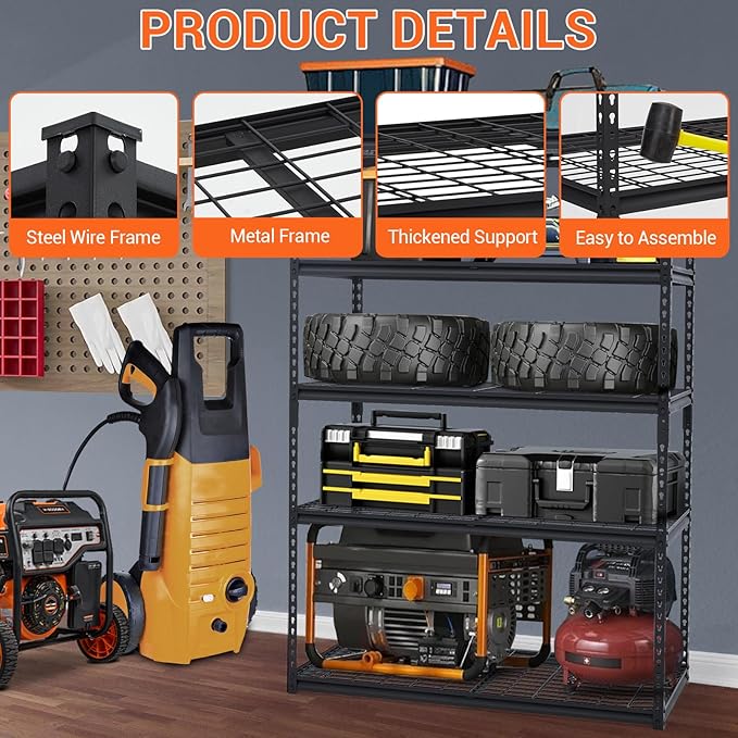 Towallmark Heavy Duty Storage Shelves 48 * 24in, 5 Tier Garage Storage Shelving, Adjustable Metal Storage Shelf Unit, Easy Assemble Garage Storage Shelving