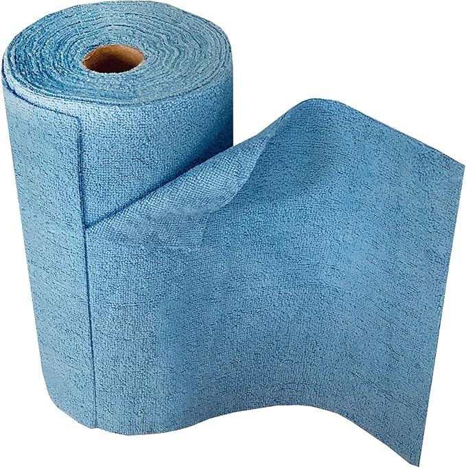 Eurow Microfiber Tear-A-Towel Cloth Roll, Reusable Paper Towel Alternative, Washable Up to 50 Times, Lint-Free, Streak-Free, for Kitchen, Auto, Home, Garage, Cleaning & Drying, 11"x12", 75-Pack, Blue