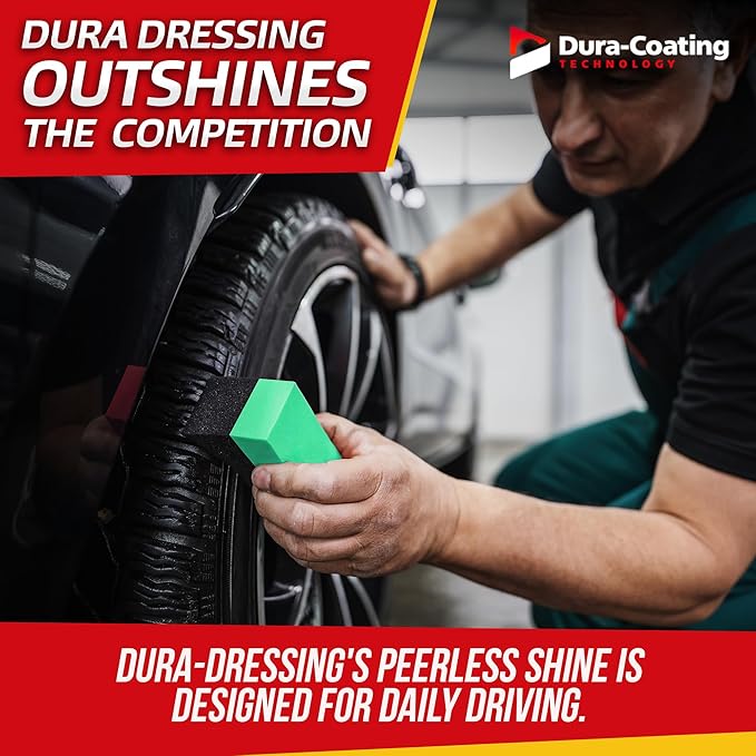 DURA-COATING TECHNOLOGY, Dressing Total Tire Kit, Single Car Kit - All Inclusive Tire Shine, and Cleaner Kit for a Lasting Shine and Brilliant Finish - 16 Ounce Tire Cleaning Spray - Made in The USA