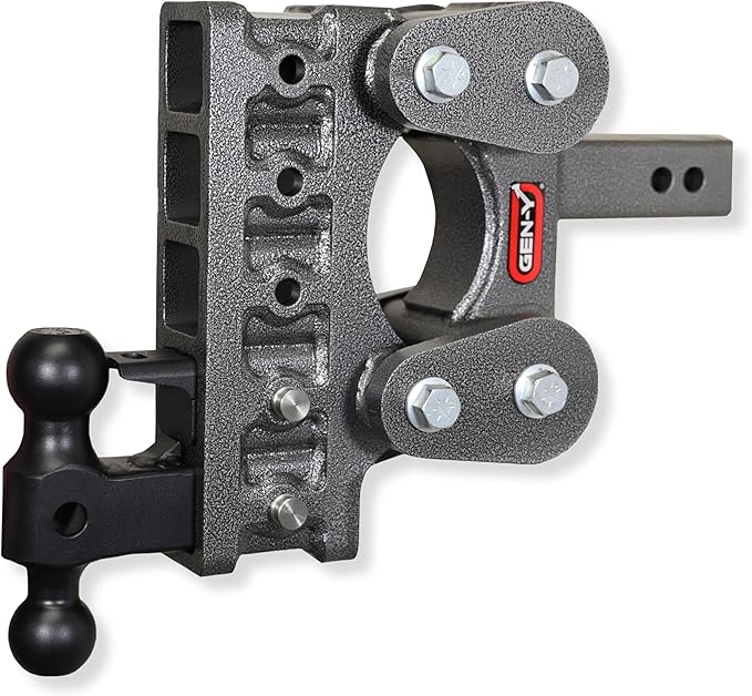 GEN-Y Hitch Heavy Duty Tow Hitch for 2" Receiver - 7.5" Drop/Rise with 5 Adjustable Positions, Includes Dual Ball Mount, Pintle Lock and Pins, 16,000 lbs Towing Capacity, 1,700 lbs Tongue Weight