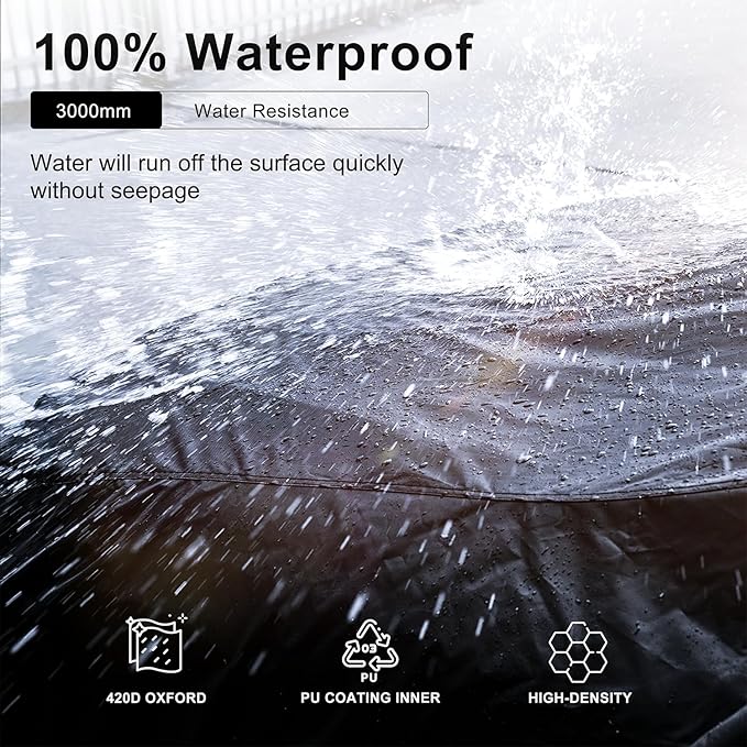 INSAUTO Heavy Duty Waterproof All-Weather Car Cover for Sedans (194–202 Inches), Outdoor Full Car Cover with Door Zipper, Protects from Sun, Rain, Snow, Dust & UV (Black)