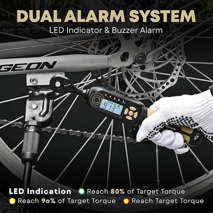 Digital Torque Wrench 1/4 drive, 1.1-22.1 ft-lb (1.5-30 Nm) ±1% Accuracy Inch Pound Torque Wrench with Buzzer and LED Electronic Torque Wrenches with Bits & Sockets for Bike Motorcycle Gunsmithing