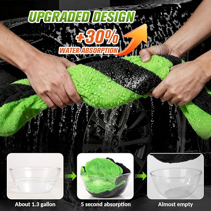 48"x24" XXL Car Drying Towel, 1300GSM Dual-Sided Microfiber Car Drying Cloth, Super Absorbent & Scratch-Free Lint-Free Wash Towel for Car, SUV, Truck & RV Cleaning (Machine Washable)