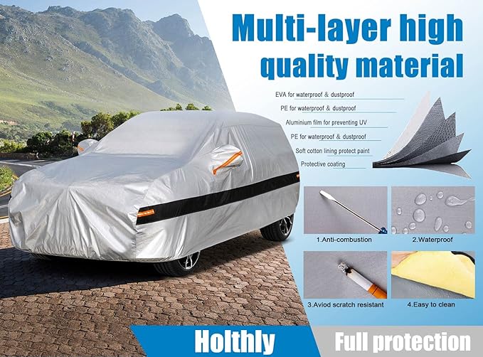 10Layer Car Cover Waterproof All Weather for Large SUV,100% Waterproof Outdoor Car Covers Rain Snow UV Dust Protection.Custom Fit for Ford Expedition, Chevy Tahoe,GMC Yukon,Escalade,etc