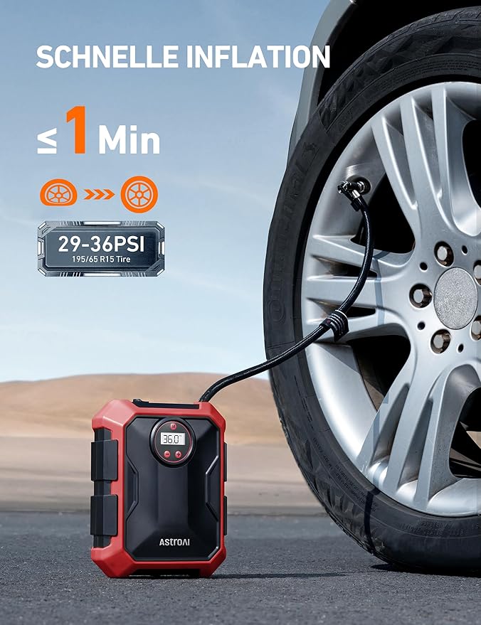 AstroAI Portable Air Compressor and Tire Inflator - 12V DC Auto Accessory with LED Light and Digital Display - 100PSI for Car, Bicycle and Other Tires (Pack of 2)