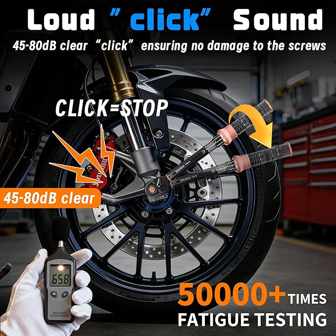 Torque Wrench 3/8” Dual Range Scales 5-50 Ft-Lb/6.8-67Nm, ±3% Precision, 72 tooth Dual-direction Torque Wrenchs for Bike, Motorcycle and Car Repair