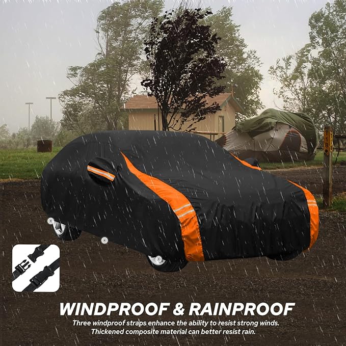 10-Layer Compatible with Honda Civic Car Cover Waterproof All Weather for Automobiles, Outdoor Full Covers Soft Cotton Lining Rain Snow UV Protection with Door Zipper, Fit for 1991-2025