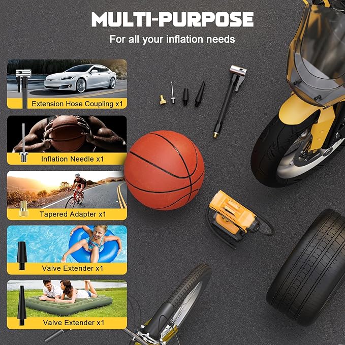 Tire Inflator Air Compressor Compatible with Dewalt 20V Battery, LIVOWALNY 160 PSI Cordless Portable Electric Air Pump 2026 Bigger LCD Digital Pressure Gauge for Car, Bike, Sport Ball (No Battery)