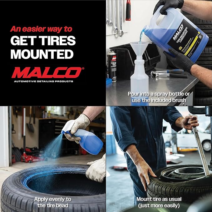 Malco Tire Mounting and Demounting Lubricant with Applicator - Tire Lube for Changing Tires/Improved Bead Seal & Rust Protection for Automotive, Truck, Farm, and Construction Tires
