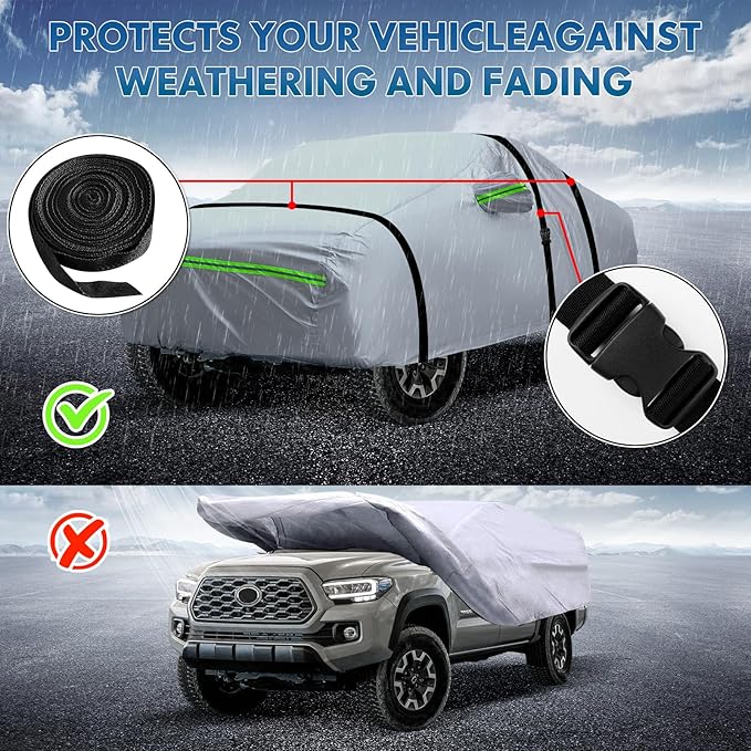 KEYOOG 6-Layer Full Car Cover is All-Weather Waterproof, Universal in All Seasons, Snow Prevention, Rainproof, Acid Rainproof, Sunscreen, Ultraviolet-Proof, Applicable to SUV and MPV (191"-200")