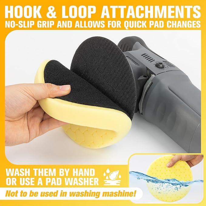Yellow Polish Pad, Buffing Polishing Pads, 1Pc 5.5 Inch Face for 5 Inch 125mm Backing Plate Compound Buffing Sponge Pads for Car Buffer Polisher Compounding, Polishing and Waxing