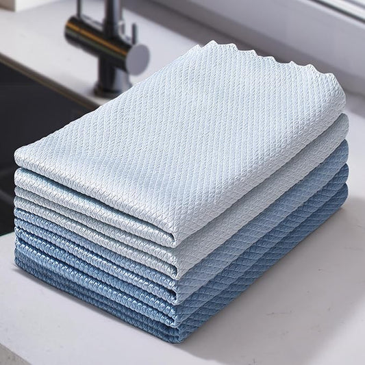 JOYMOOP Fish Scale Streak Free Magic Glass Window Cleaning Cloth, Microfiber Cleaning Cloth, Reusable Absorbent Shiny Wipes, Microfiber Towels, Lint Free Dish Drying Polishing Towels, 5 pcs