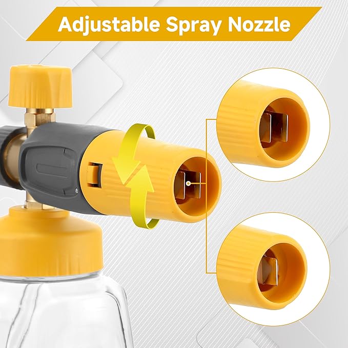 Short Pressure Washer Gun with Foam Cannon, High Power Washer Gun Snow Foam Lance with 5 Power Washer Nozzle Tips, 1/4 Inch Quick Connector, 4000 PSI, 1 Liter
