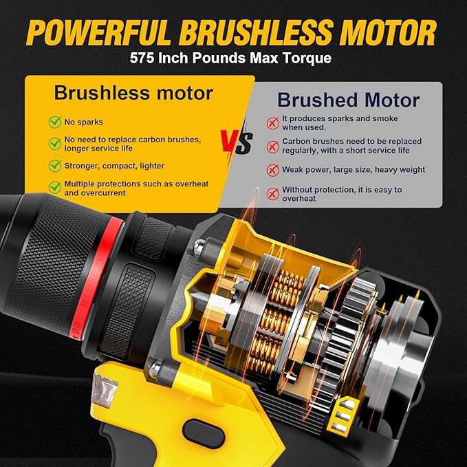 21V Cordless Brushless Power Drill Set with 4.0Ah Large Capacity Battery and Charger, 3/8-Inch Metal Keyless Chuck Electric Drill Driver, 25+1 Torque Setting, 2 Speed, 87pcs Drill kit for DIY Projects