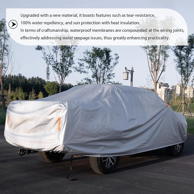Truck Cover Waterproof All Weather,Outdoor Car Cover Sun Uv Rain Protection,Universal Fit for Chevy Silverado Dodge Ram 1500 Ford F150,Maverick,Fit Truck-Length 233" to 245"