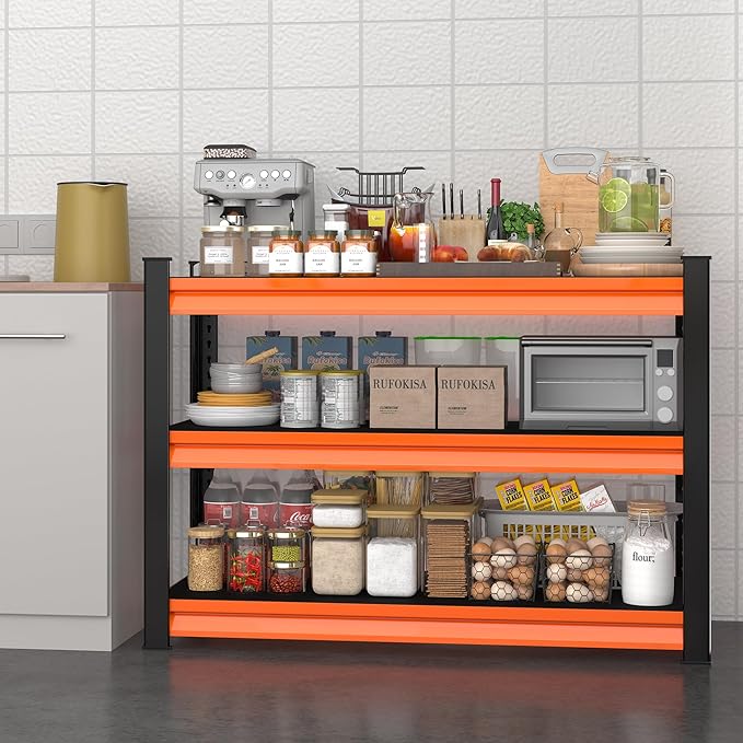 40" W Garage Shelving Heavy Duty,1500LBS Loads Adjustable Garage Storage Shelves,3-Tier Metal Storage Racks and Shelving Units,Utility Rack Shelves,40" W x 18" D x 36" H,Red