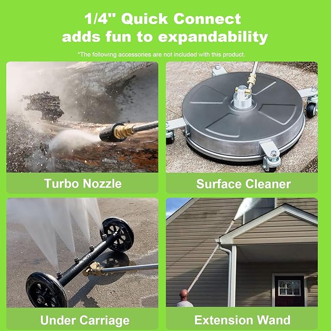 Pressure Washer 4800 PSI Power Washers Electric Powered with 33ft Pressure Hose, 4 Nozzle and Foam Cannon, Powerwashers for Home, Cars, Patio, Light Green