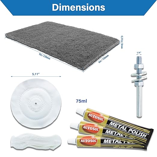 TJR® Polishing Kit – 3-Piece Polishing Paste with Abrasive Scuffing Pad, 2-Piece Polishing Mops – Metal Polish Compatible with Stainless Steel, Brass (Ultra Fine)