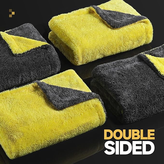 Microfiber Towels for Cars Drying Towel - 36"x24", Streak-Free Double-Sided Ultra Absorbent Bath Towels, Edgeless Design for Car Detailing Cleaning & Household