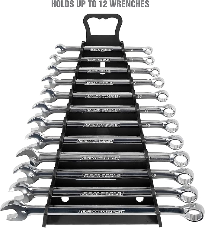 OEMTOOLS 23107 Reverse Wrench Organizer With Handle, For Shop, Garage, Or Tool Box, Organizers And Storage for Convenient Carrying, Case For Wrenches Or Pegboard Tool Holder, 13.8 Inches, Black