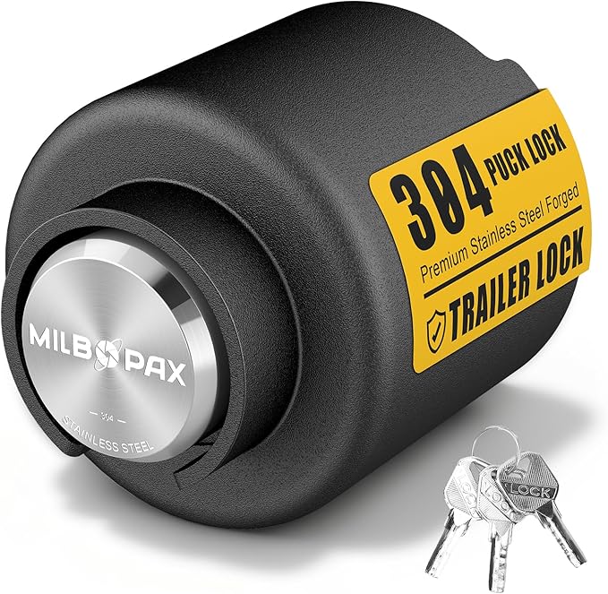 Trailer Lock, Fits 2 5/16 Inch Coupler, Upgraded Stainless Steel Puck Lock, Heavy-Duty Trailer Hitch Locks, Designed for Trailer, RV and Boat