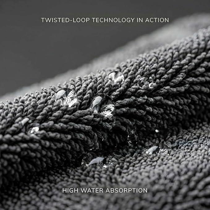 1300 GSM Twisted Loop Microfiber Car Drying Towel, XL 24x36 Inch, Edgeless, Ultra Absorbent, Lint Free & Scratch Safe Detailing Drying Cloth for Cars, Trucks & SUVs