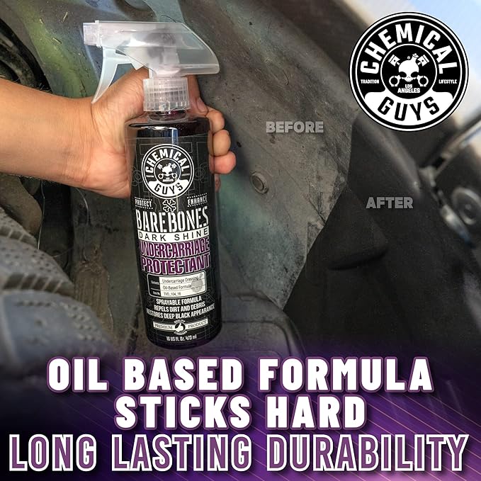Chemical Guys Bare Bones Premium Dark Shine Spray - For Undercarriage, Wheel Wells & Trim - Deep Black Finish, Non-Greasy, Safe for Cars, Trucks, SUVs, RVs - 128 oz (1 Gallon)