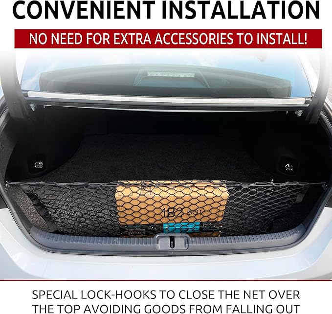 Envelope Style Trunk Cargo Net Black for Lexus ES 2019-2026 - Car Accessories - Premium Trunk Organizers and Storage - Cargo Net for Sedan - Vehicle Carrier Organizer for Lexus ES