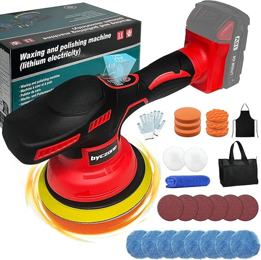 Cordless Car Buffer Polisher for Milwaukee 18V Battery, 6 Inch Portable Orbital Buffer Polisher Kit, 8 Variable Speed Car Polisher for Car Detailing/Polishing/Waxing (Battery Not Include)