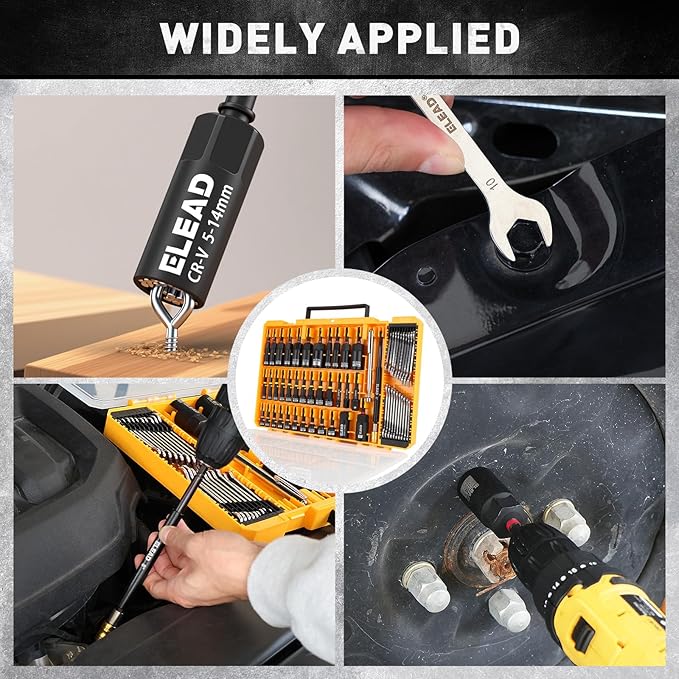 58-Piece Magnetic Impact Nut Driver Set, Metric & SAE Mini Combination Wrench Set, Impact Socket Adapter, 3LBS Magnetic Pickup Tool, Wing Nut Driver, Universal Socket, 1/4'' Quick-change Bit Extension