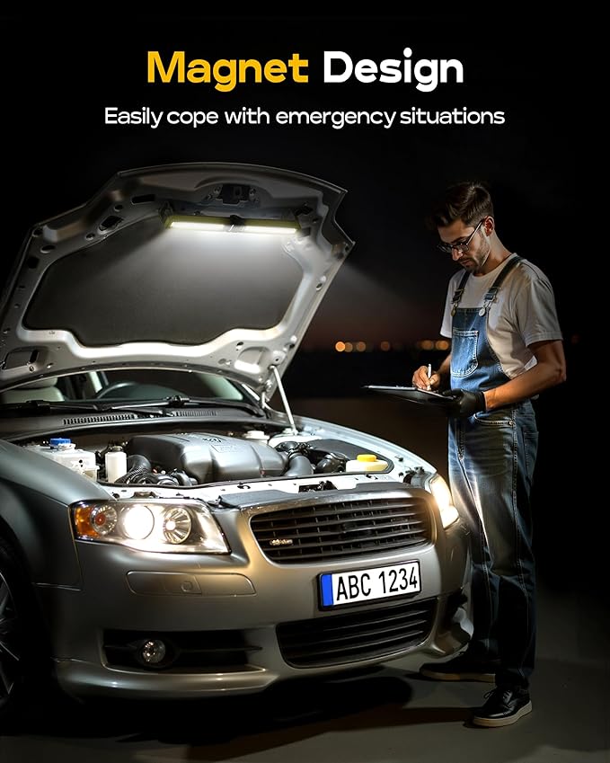 Mechanics Work Light, Under Hood Working Light Bar with Magnetic, 5600AH 3600LM Portable Cordless Work Light for mechanic, Job Site Lighting for Underhood/Mechanic/Car Repairing/Garage -Yellow