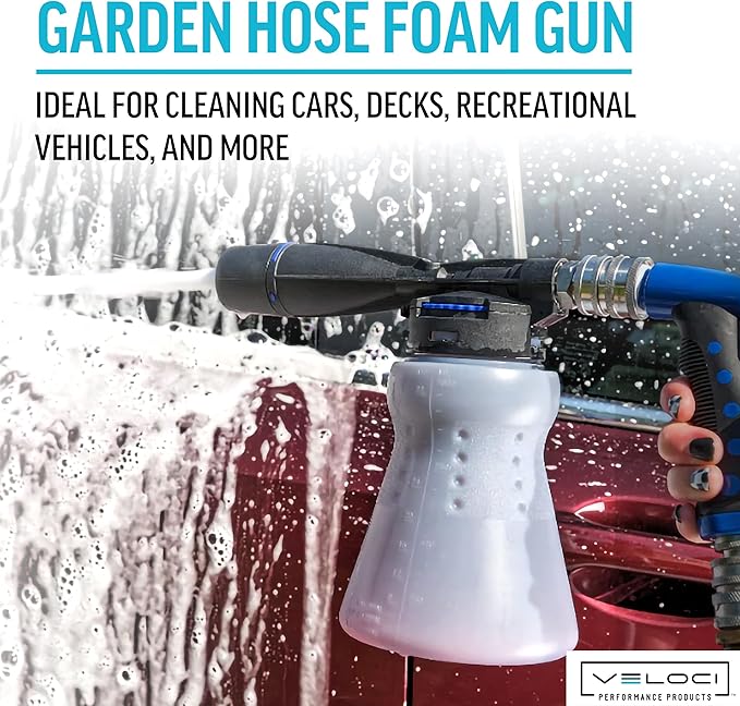 Veloci Performance MTM Hydro GHF1 Low Pressure Garden Hose Foam Cannon and Sprayer Gun for Car Wash, Cleaning Decks and Recreational Vehicles