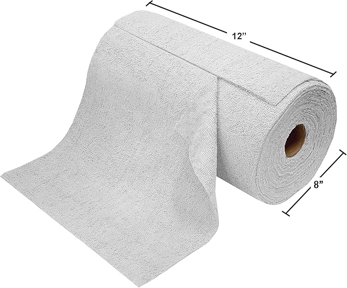 Eurow Microfiber Tear-A-Towel Cloth Roll, Reusable Paper Towel Alternative, Washable Up to 50 Times, Lint-Free, Streak-Free, for Kitchen, Auto, Home, Garage, Cleaning & Drying, 11"x12", 75-Pack, White