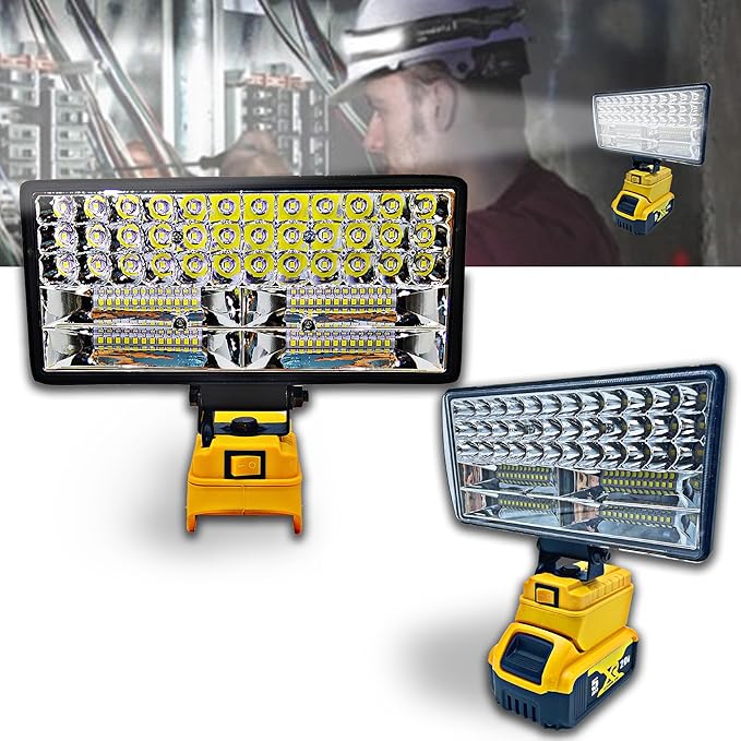 Cordless LED Work Light for Dewalt 20V Battery，90W 5400ML LED Wide Beam Flood Light with Two USB Charging Port Light for Emergency,Workshop,Garage.(No Battery)