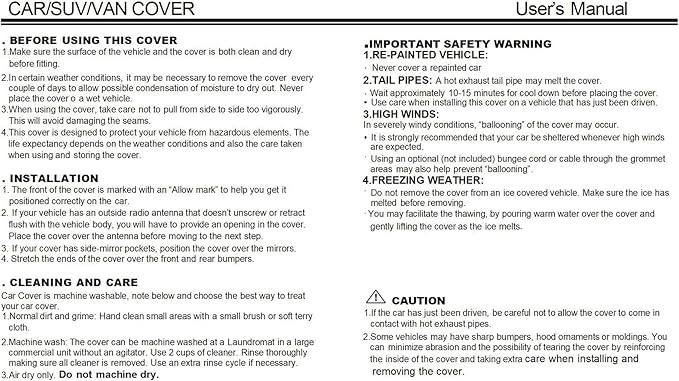 X AUTOHAUX Car Cover for Toyota Highlander 210D-PU Outdoor Full Car Cover All Weather with Door Zipper for Waterproof Windproof Sun Rain Snow Protection