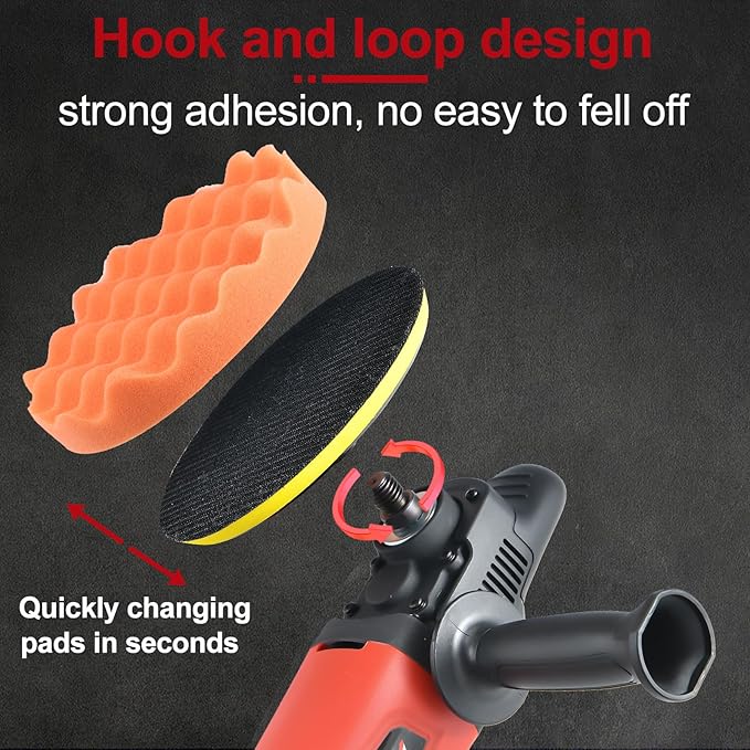 AOBEN Rotary Buffer Polisher,1200W 6-inch/ 7-inch Car Buffer,Car Polisher Waxer Kit with 6 Variable Speed 1000-3500RPM & 4 Polishing Pads,Detachable Handle for Boat,Car Polishing and Waxing