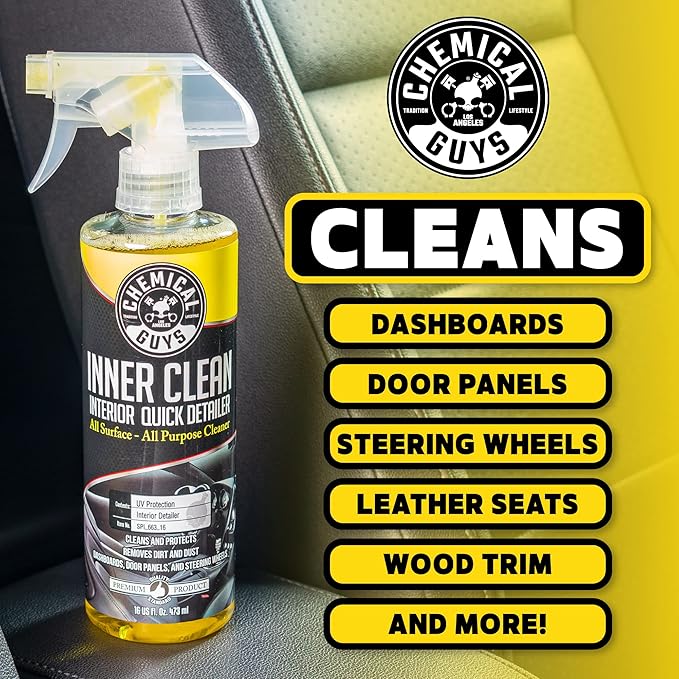 Chemical Guys SPI_663_1602 InnerClean Interior Quick Detailer and Protectant, Pineapple Scent, Safe for Cars, Trucks, SUVs, Jeeps, Motorcycles, RVs & More, 16 fl oz, 2 Pack