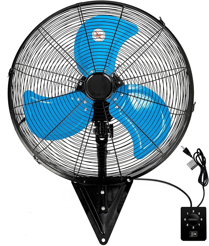 AZOUTDOOR Wall Mount Fan 7000 CFM, 20" High Velocity Wall Oscillating Fan 3-Speed Industrial Walls Fans for Indoor, Ercial, Residential, Industrial, Warehouse, Greenhouse, Workshop, Basement Use-ETL