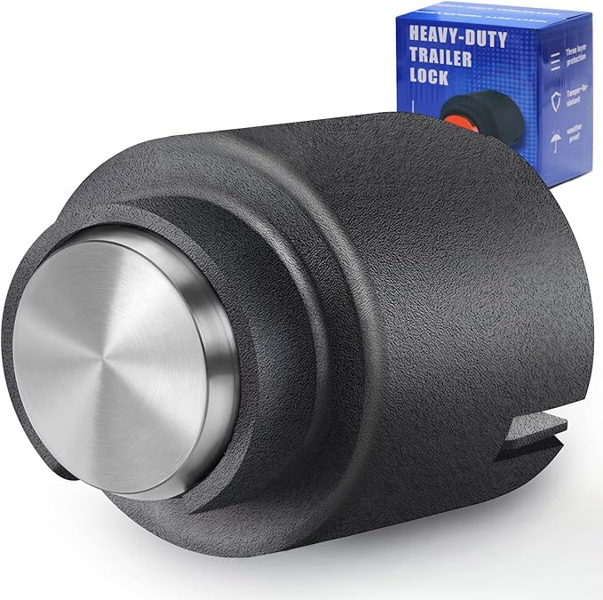 Trailer Lock for 1-7/8", 2",2-5/16" & Bulldog Couplers, Heavy-Duty Hardened Steel Trailer Tongue Locks with Fully Covered Anti-Theft Design (Silvery)