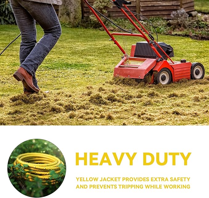 YOJOE Indoor Outdoor Extension Cord with Lighted End, 3 Prong 15A Weatherproof Power Cord, 12 Gauge Heavy Duty 40 ft Yellow Extension Cord for Garage, Garden and Home, 12/3 SJTW UL Listed