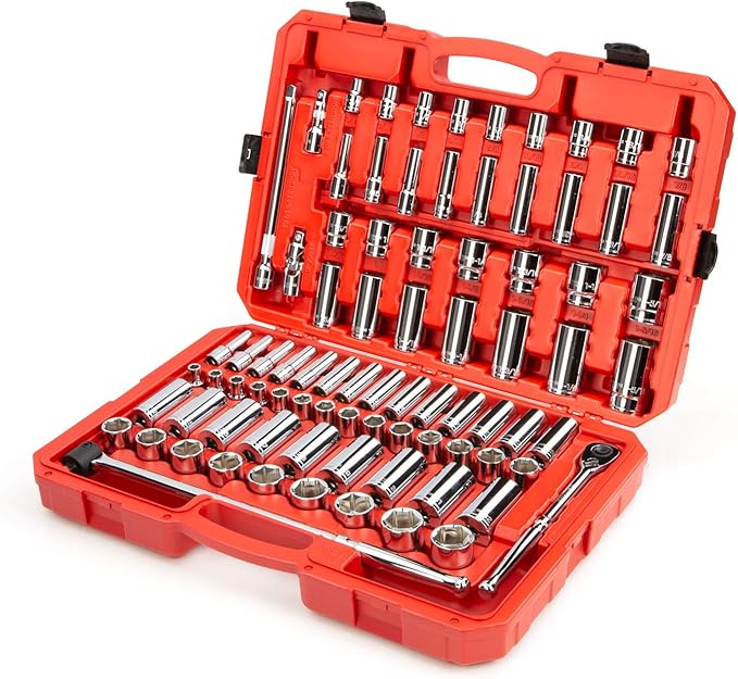TEKTON 1/2 Inch Drive Shallow and Deep 6-Point Socket and Ratchet Set with Case, 83-Piece (3/8 - 1-5/16 in., 10-32 mm) | SKT25302